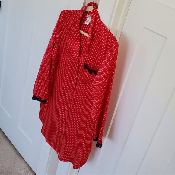Morgan Taylor Intimates Bright Red Silky Robe. Size M - Picture 9 of 9